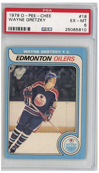 Wayne Gretzky 1979 O-Pee-Chee Rookie Card #18 -- PSA Graded Excellent-Mint 6
