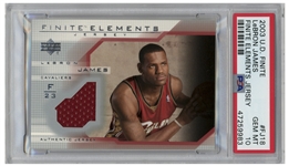 LeBron James Rookie Year 2003 Upper Deck Finite Elements Worn Jersey #FJ18 -- Graded PSA Gem Mint 10