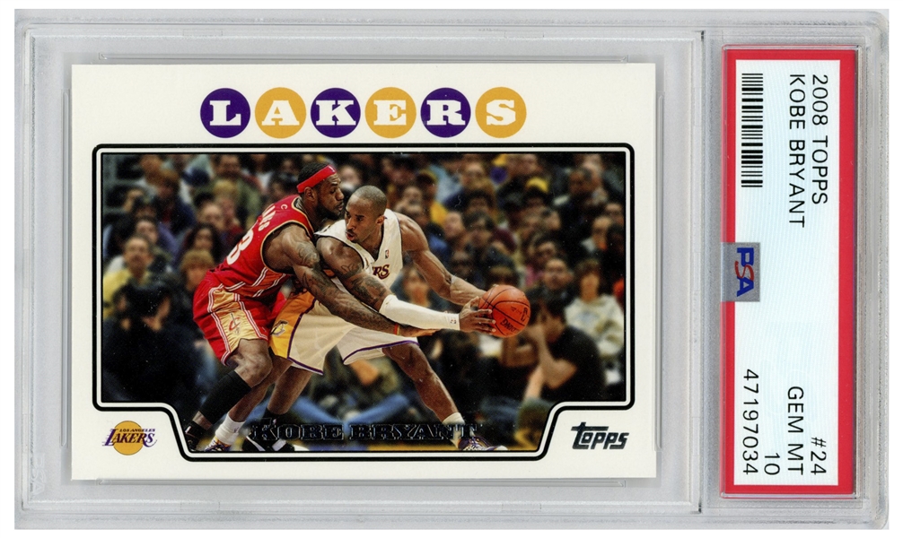 Kobe Bryant 2008 Topps #24 Pictured With LeBron James -- PSA Graded Gem Mint 10