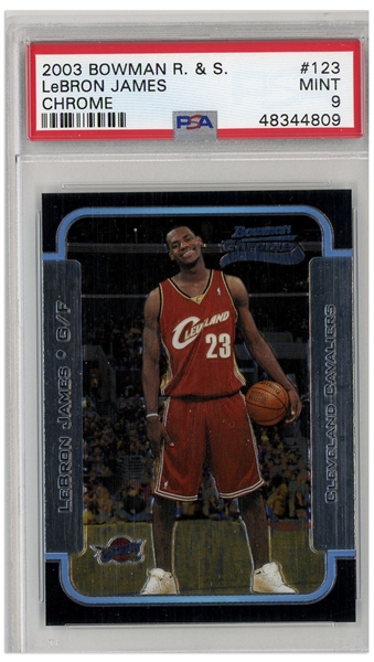 LeBron James 2003 Bowman R&S Chrome Refractor Rookie Card #123 -- PSA Graded Mint 9