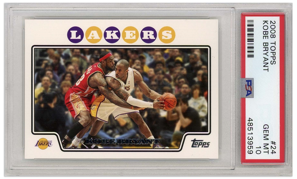 Kobe Bryant 2008 Topps #24 Pictured With LeBron James -- PSA Graded Gem Mint 10