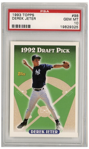 Derek Jeter 1993 Topps Rookie Card #98 -- PSA Graded Gem Mint 10