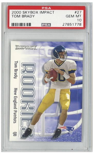 Tom Brady 2000 Skybox Impact Rookie Card #27 -- Graded PSA Gem Mint 10