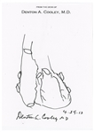 Dr. Denton Cooley Signed Sketch of a Human Heart -- Dr. Cooley Conducted the First Artificial Heart Implantation Surgery