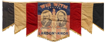 1936 Presidential Jugate Banner for Republican Candidates Alf Landon & Frank Knox -- Measures Nearly 9 Long