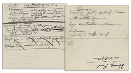 Richard Nixon Handwritten Notes -- Written as Source Material for His Biographer Circa 1958 -- ...Danger, Smug, fat, satisfied with status quo / want to be taken care of...