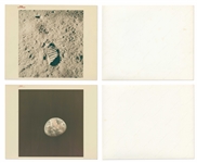 Lot of 20 NASA Photos Including 18 ''Red Number'' and 1 ''Blue Number'' Photos, All on ''A Kodak Paper'' -- Includes Iconic Apollo 11 ''Footprint'' Photo