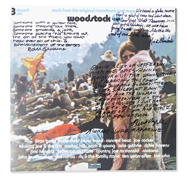 Woodstock Album Signed by Photographer Burk Uzzle & the Iconic Couple -- ...Someone with a guitar here, someone making love there, someone smoking a joint...a bombardment of the senses...