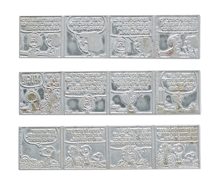 Original Printing Plates for Three Peanuts Comic Strips