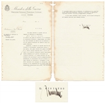 Benito Mussolini Document Signed as Prime Minster of Italy
