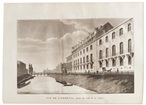 First Edition from 1808 of ''Tableau Historique et Pittoresque de Paris'' by Jacques Bins -- Large Three Quarto Volumes Presents the Illustrated History of Paris Through Its Monuments