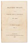 Charles Dickens First Edition, First Impression of ''Oliver Twist'' in Three Volumes -- With the ''Fireside'' Plate