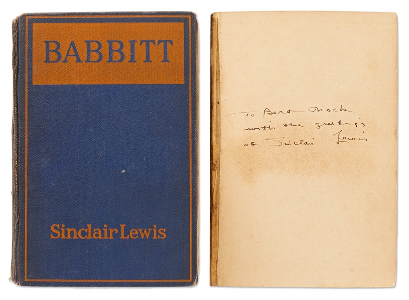 Sinclair Lewis Signed First Edition, First Printing of Babbitt