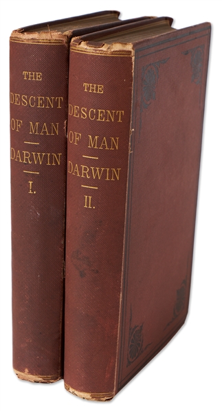 Charles Darwins The Descent of Man First U.S. Edition -- Darwin Applies His Theory of Natural Selection to Human Evolution