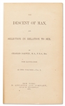 Charles Darwin's ''The Descent of Man'' First U.S. Edition -- Darwin Applies His Theory of Natural Selection to Human Evolution