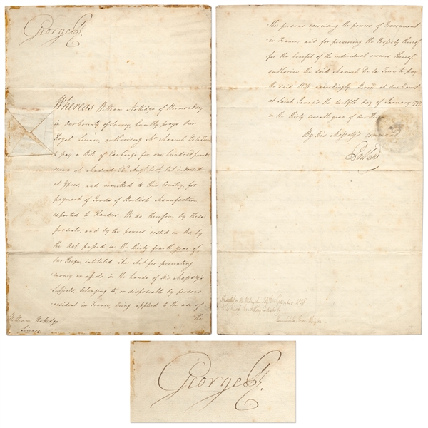 King George III Document Signed from 1797