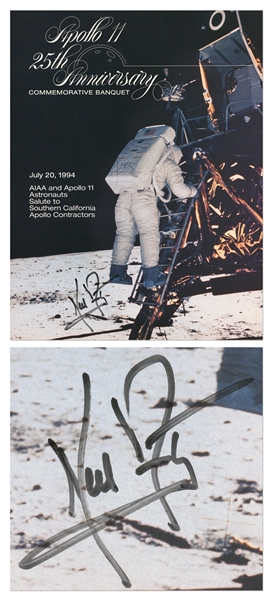 Neil Armstrong Signed Apollo 11 Photo from the Missions 25th Anniversary -- Without Inscription