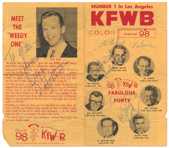 Ritchie Valens Signed Radio Station Flyer -- With Roger Epperson COA