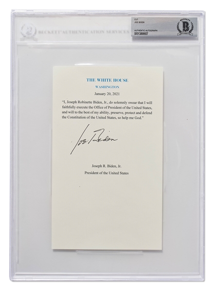 Joe Biden Signed Souvenir Presidential Oath of Office -- Encapsulated by Beckett