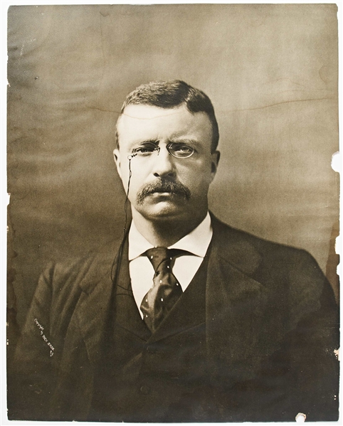 Large Vintage Photograph of Theodore Roosevelt -- Measures 14 x 17.75 -- Identified as Type I by PSA/DNA
