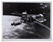 NASA Photo of an Artistic Rendering of Skylab -- With NASA Press Release on Verso Dated June 1971, Two Years Before Skylabs Launch