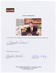 Gennifer Flowers, Paula Jones & Kathleen Wlley Signed 20'' x 16'' Photo of Bill Clinton During the Infamous ''Finger Wagging'' Press Conference