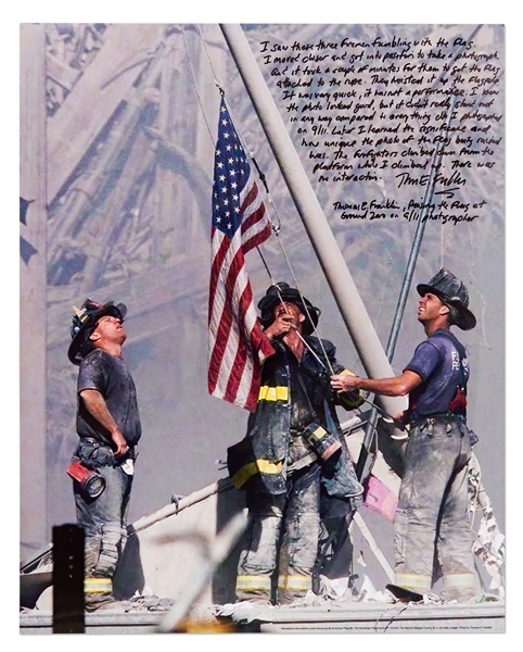 Thomas E. Franklin, 9/11 Photographer of Raising the Flag at Ground Zero, Signed 16 x 20 Photo with His Handwritten Essay About 9/11