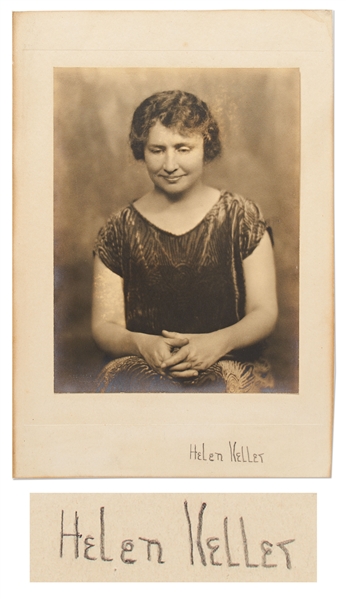 Helen Keller Signed Photo Mat Measuring 9.25 x 13.5