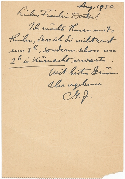 Carl Jung Autograph Postcard Signed