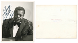 Lot of Seven 8'' x 10'' Photos Signed by Jazz & Swing Musicians -- Includes Billie Holiday, Louis Armstrong, Cozy Cole, Lionel Hampton, Oscar Peterson, Sarah Vaughan, and Cab Colloway