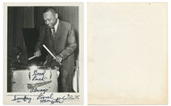 Lot of Seven 8'' x 10'' Photos Signed by Jazz & Swing Musicians -- Includes Billie Holiday, Louis Armstrong, Cozy Cole, Lionel Hampton, Oscar Peterson, Sarah Vaughan, and Cab Colloway
