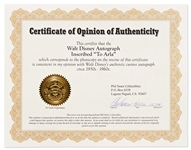 Large Walt Disney Signature -- With Phil Sears COA