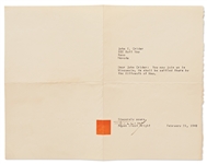 Frank Lloyd Wright Letter Signed on Taliesin West Stationery