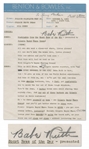 Babe Ruth Signed Ad Copy for the First Episode of The Colgate Sports Newsreel in 1939