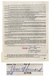 Lot of 8 Contracts Signed by Moe Howard of The Three Stooges