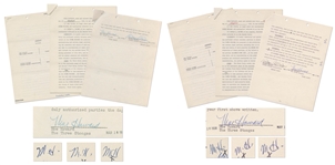 Lot of 15 Contracts Signed by Moe Howard of The Three Stooges, Some Multi-Signed