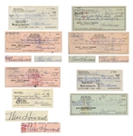 Lot of 8 Checks Signed by Moe Howard of The Three Stooges -- All Checks Handwritten by Moe