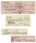 Lot of 8 Checks Signed by Moe Howard of The Three Stooges -- All Checks Handwritten by Moe