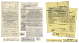 Lot of 42 Contracts Signed by Moe Howard of The Three Stooges -- Moe Also Writes ''3 Stooges'' on 8 Contracts