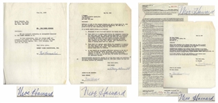 Lot of 42 Contracts Signed by Moe Howard of The Three Stooges -- Moe Also Writes ''3 Stooges'' on 8 Contracts