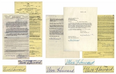 Lot of 42 Contracts Signed by Moe Howard of The Three Stooges -- Moe Also Writes ''3 Stooges'' on 8 Contracts