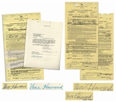 Lot of 42 Contracts Signed by Moe Howard of The Three Stooges -- Moe Also Writes ''3 Stooges'' on 8 Contracts