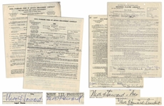 Lot of 42 Contracts Signed by Moe Howard of The Three Stooges -- Moe Also Writes ''3 Stooges'' on 8 Contracts