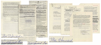 Lot of 42 Contracts Signed by Moe Howard of The Three Stooges -- Moe Also Writes ''3 Stooges'' on 8 Contracts