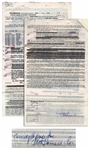 Lot of 42 Contracts Signed by Moe Howard of The Three Stooges -- Moe Also Writes ''3 Stooges'' on 8 Contracts
