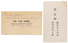 Ho Chi Minh Business Card with a Handwritten Christmas Greeting