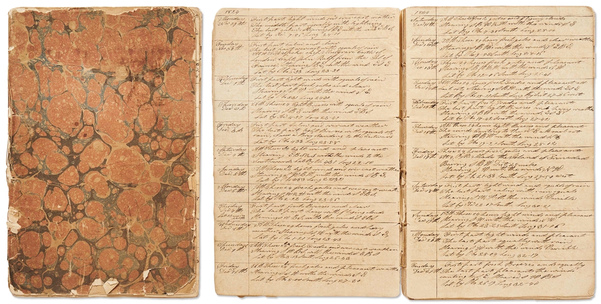 Early 19th Century Whaling Logbook -- Daily Logbook Covers an Expedition Lasting from October 1824 - April 1826