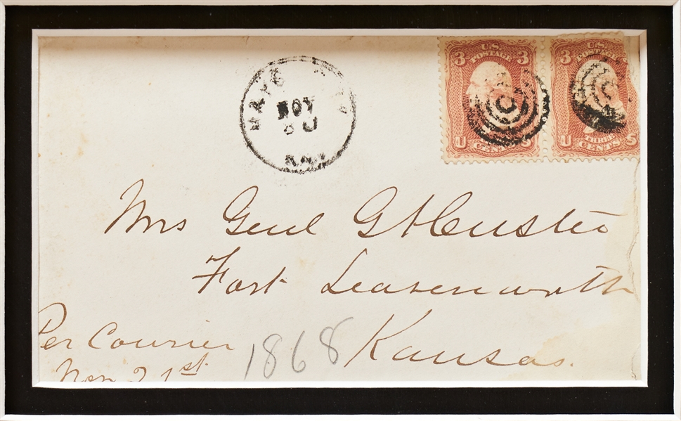 George Custer Envelope Signed as Genl GA Custer -- Legible, Clear Signature