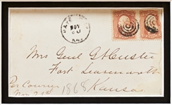 George Custer Envelope Signed as Genl GA Custer -- Legible, Clear Signature