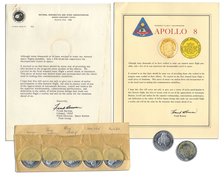 Jack Swigerts Own Collection of Six Apollo 8 Commemorative Coins Made of Flown Metal